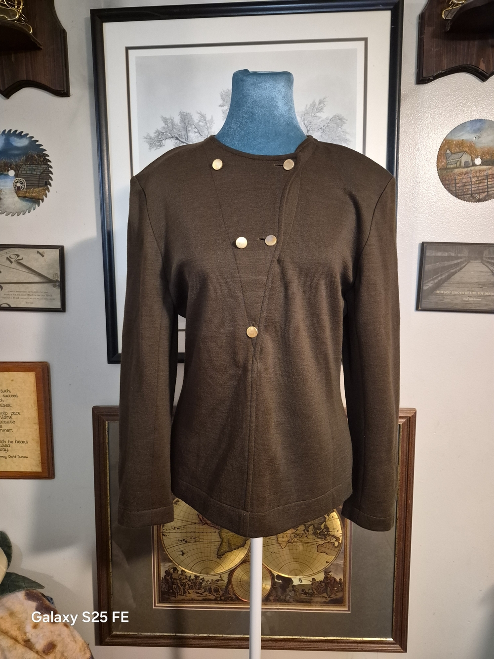 Vintage Gérard Darel Paris Brown Double Breasted Knit Top Size 38